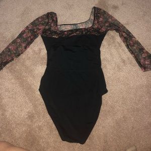 Black leotard with flowery detail